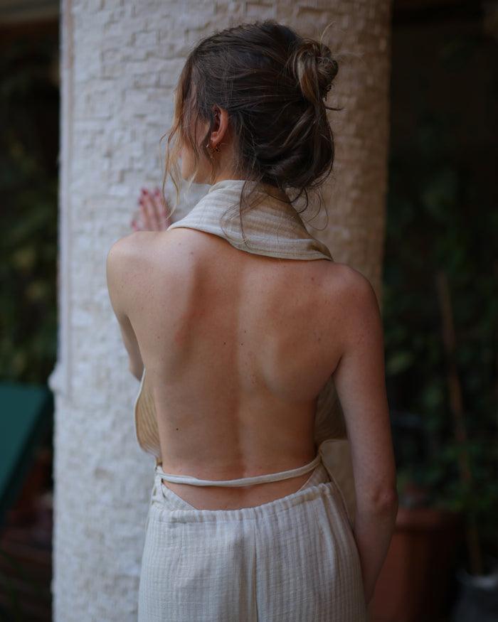 open back halter top