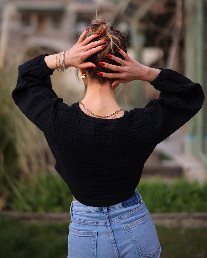 Beige Front Tie Top