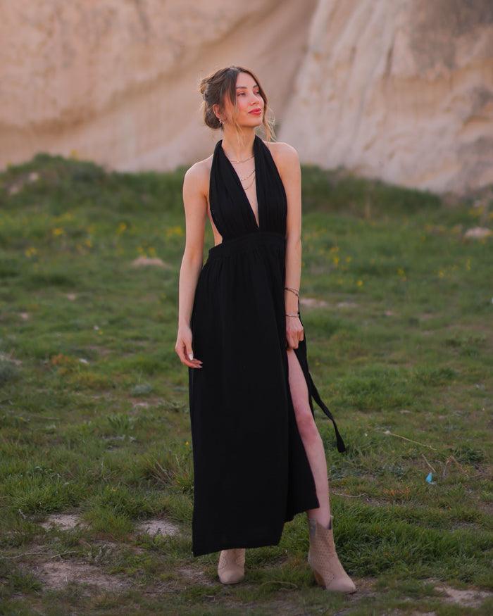 Black Multiway Halter Dress