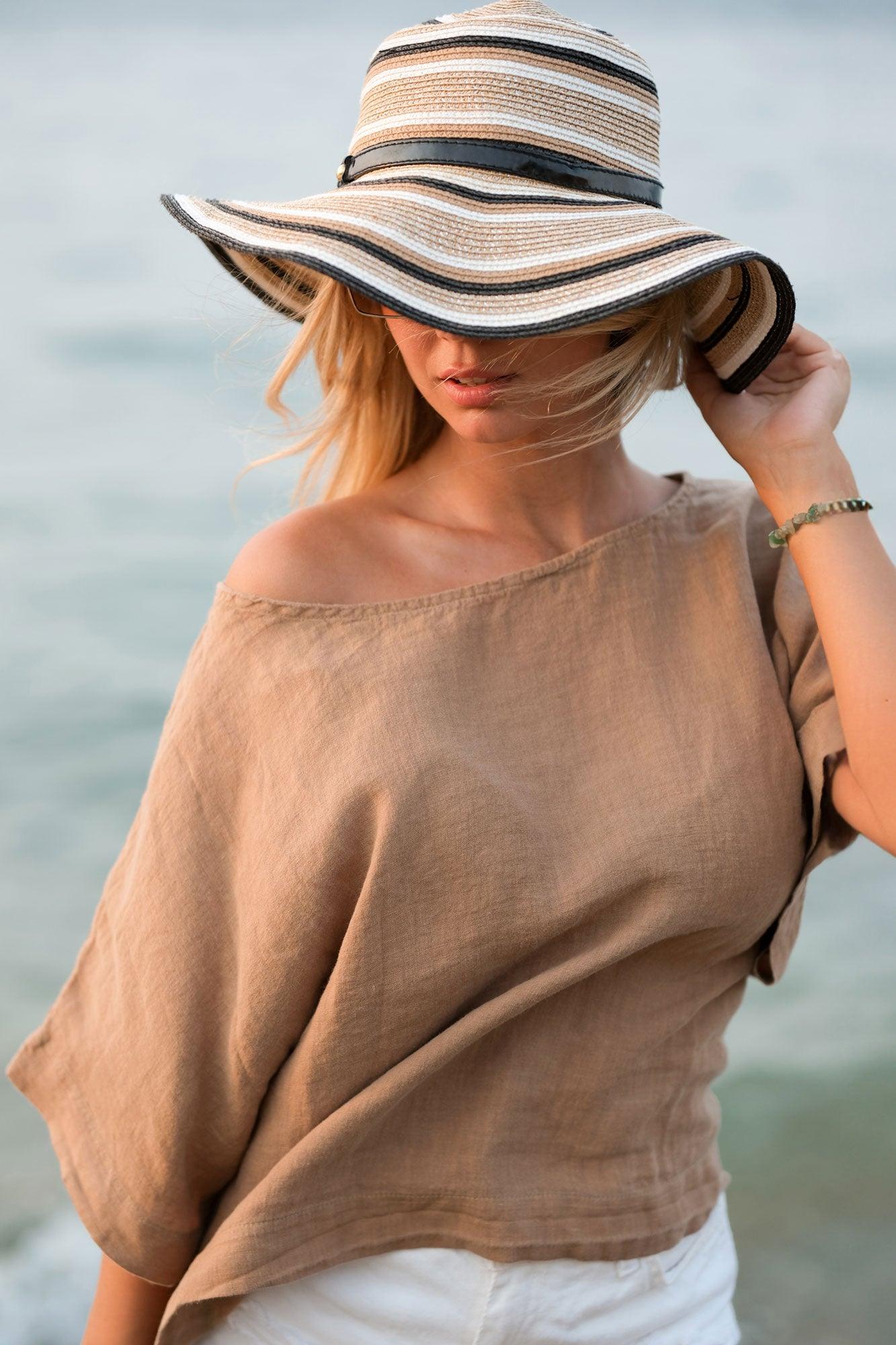 Brown linen top