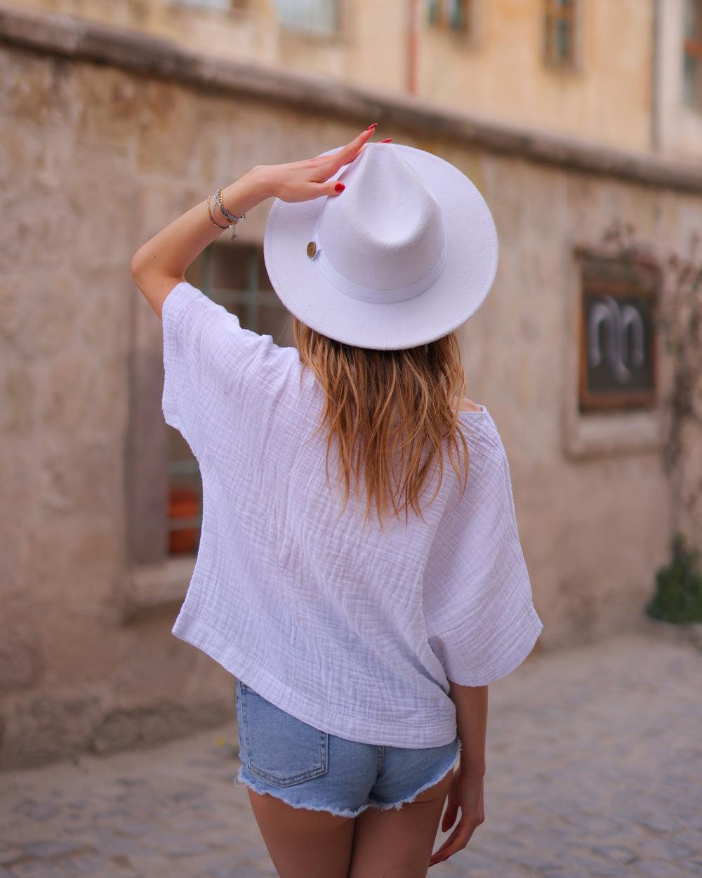 Beige V-Neck Top