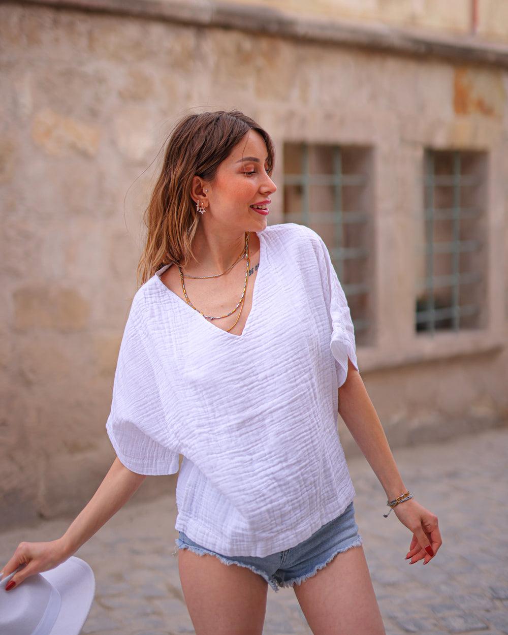 white gauze blouse