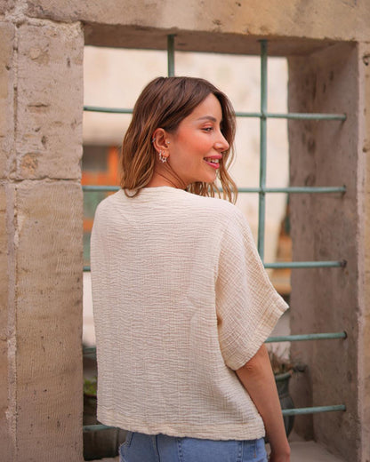 White V-Neck Blouse