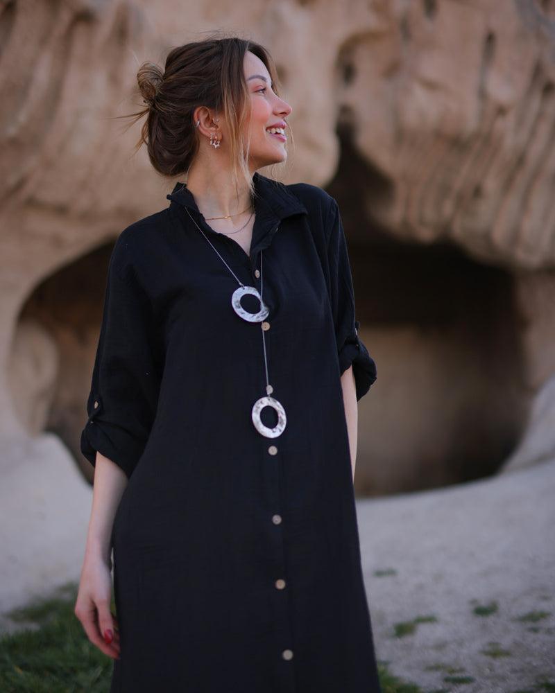 black shirt dress