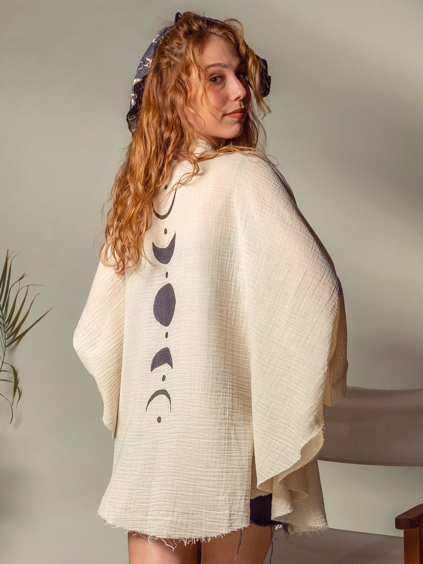 Moon Phases White Muslin Robe