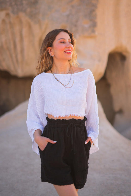 white off the shoulder top