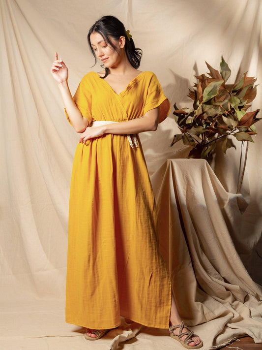 yellow long dress